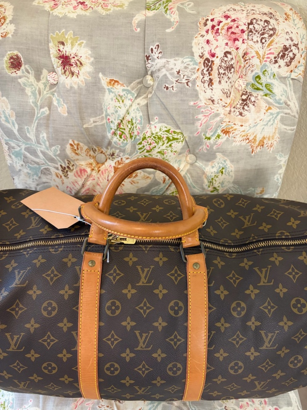 Louis Vuitton Monogram Canvas Keepall 55 Duffel Bag with Vachetta Trim - Picture 2 of 11
